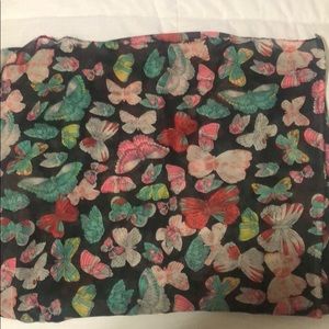 Multicolor butterfly silky scarf
